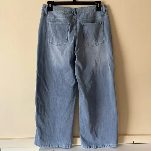 Halara Flex Asymmetric Low Rise Zipper Pockets Baggy Wide Leg Washed Jeans SZ L