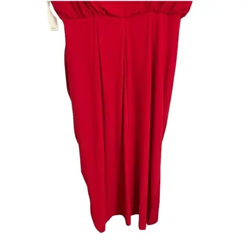Eliza J NWT Red Ruched Surplice V-Neck Sleeveless Midi Dress Size 18W