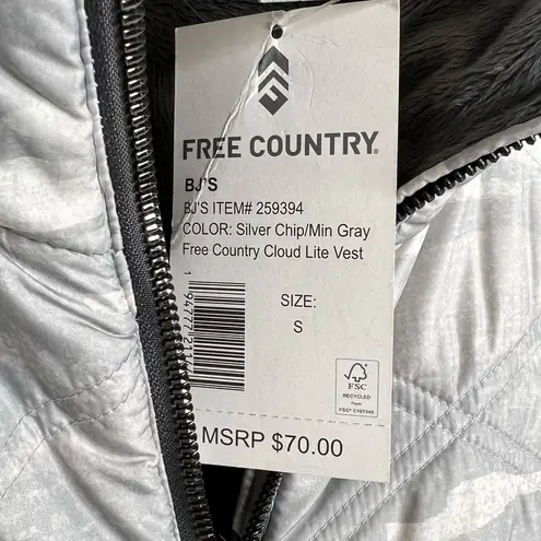 Free Country  Cloud Lite Reversible Vest Women’s Small Zip Up silver Gray New!