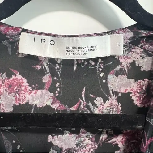 IRO Vulca Blouse in Black & Burgundy in Excellent Pre Loved Condition