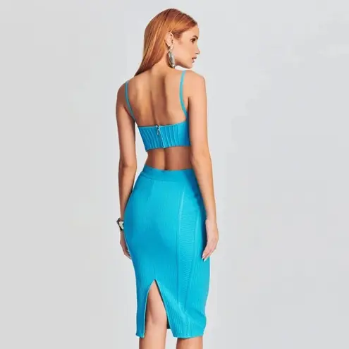 Retrofête RETROFETE - GABI BANDAGE KNIT TOP - AQUA BLUE, Large, $195