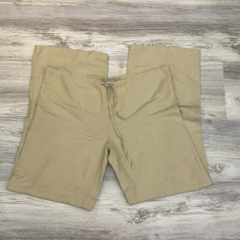 Streetwear Society 55% Linen Tan Drawstring Wide Leg Women’s Pants Size Medium