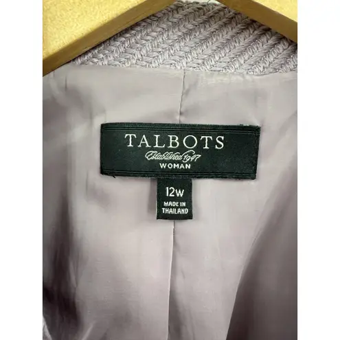 Talbots Woman 12W Purple Textured Knit Blazer Jacket Button Front Career
