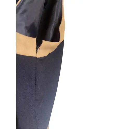 JCrew Suiting Color Block 100% Wool Sleeveless Sheath Dress Blue / Beige 12