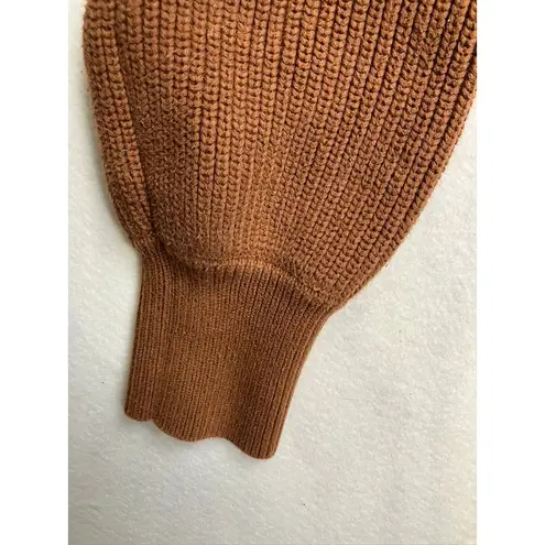 Varley Quarter Zip Ribbed Cropped Sweater Brown Women's Size Medium