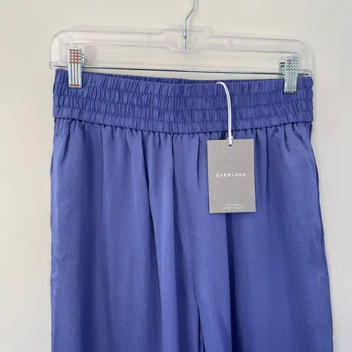 Everlane NEW The Satin High Rise Wide Leg Pull On Pants Cornflower Blue