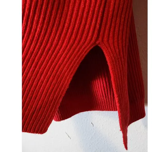 All Saints Clea V-neck Long Sleeve Oversized Jumper Sweater Red Small