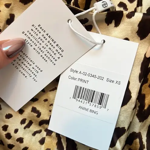 ANINE BING Valentine Stretch Silk Mini Dress in Cheetah Print