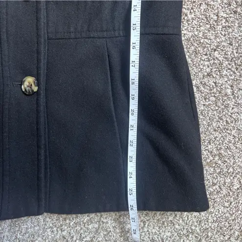 Jason Kole Black Hooded Pea Coat Classic Wool Blend Basic Fall Winter Medium