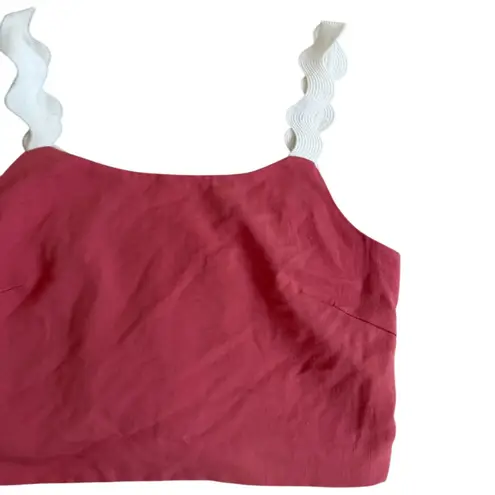 PRETTY GARDEN Rose Pink White Curvy Strap Crop Top Size Small