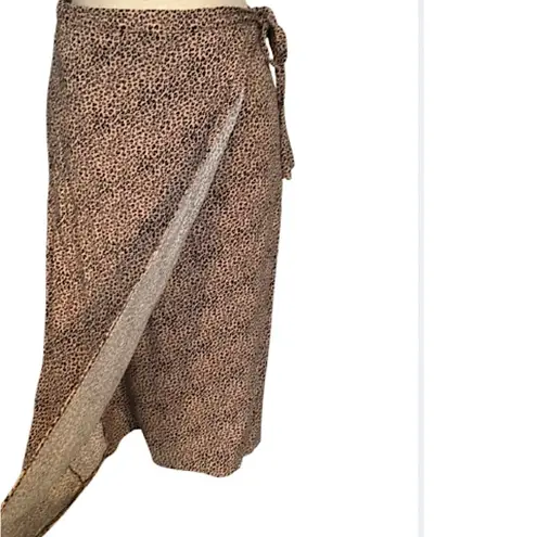 Urban Romantics  tan and black leopard animal print lightweight wrap midi skirt