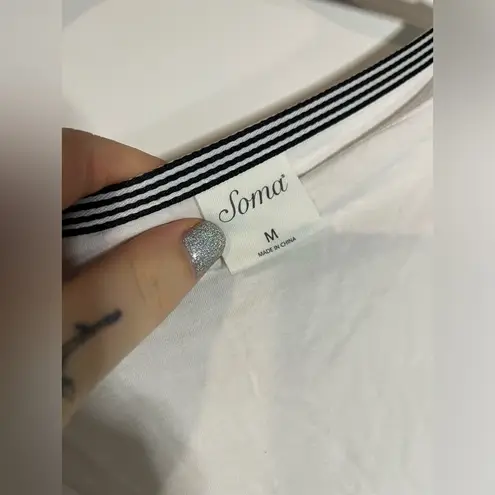 Soma White Spandex Rayon Everyday Necessities Basic Long Sleeve Top Size Medium