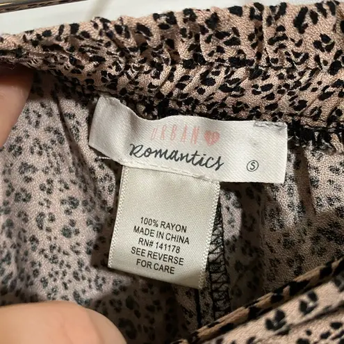 Urban Romantics True Wrap Midi Skirt with Micro Leopard Print Pattern in Size Small Tan Neutral