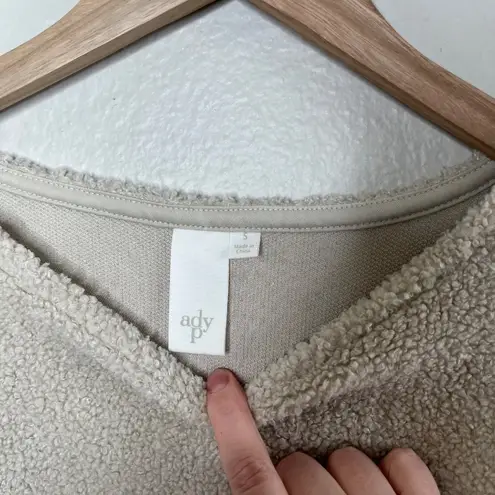 Ady P Womens Faux Sherpa Textured Knit Pullover Sweater beige Small Cabincore