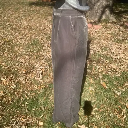 Loft Velvet Grey High Rise Wide Leg Pants Size 8