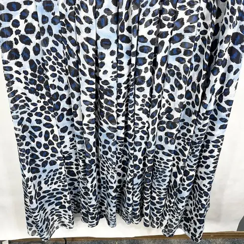Jessica London Plus Size 24 Dress Maxi Floor Length Blue Leopard Print Lined 561