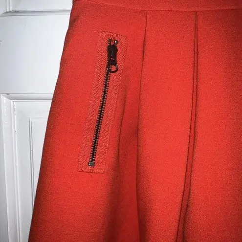 Maeve BY ANTHROPOLOGIE RED SKATER FULL SKIRT MINI ZIPPERED POCKETS WOMEN SIZE 0