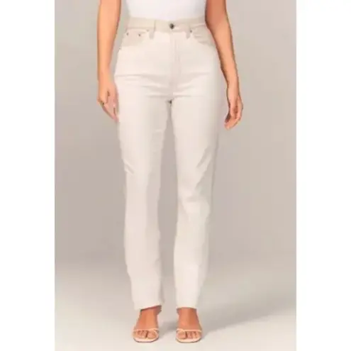 Abercrombie & Fitch NWT  90s Relaxed Curvy Love High Rise Faux Leather Applique 6