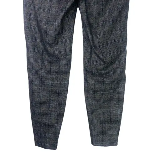 ZARA  Trouser Straight Leg Ankle Pants Flat Front Low Rise 6 Gingham Grey #2643