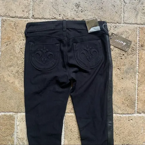 Siwy Faux Vegan Leather Contrast Detail Jean Legging Jegging 26 Black Castle