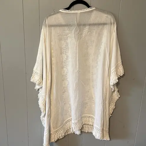 Elan  White Coverup with Crochet Detail OS