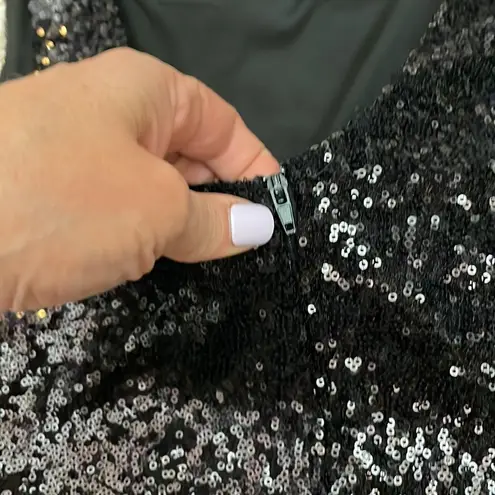 Crystal Doll Black Sequins Sleeveless Above the Knee Dress Size Medium
