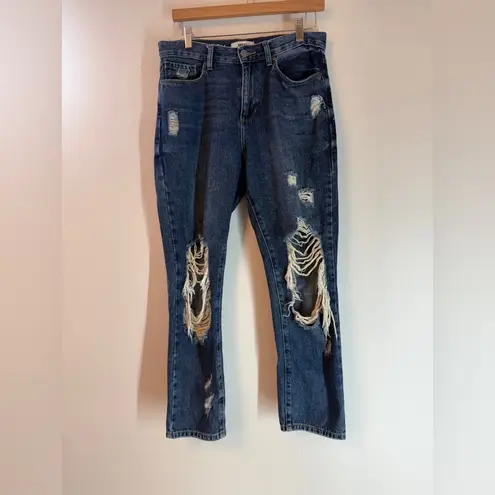 JBD Just Black Denim Super Distressed Girlfriend Blue Jeans Sz 27 DP429N