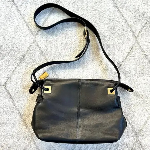 Tignanello Black Leather Adjustable Strap Shoulder Bag