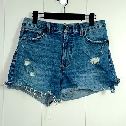 Abercrombie & Fitch  High Rise 4” Denim Distressed Shorts Size 10