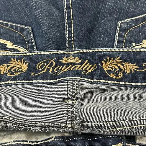 Ymi Y2K Royalty by Capri Jeans Embroidered Pockets Contrast Stitch Dark Wash 8