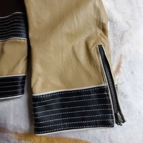 Pamela McCoy color block leather moto jacket Black Size XL