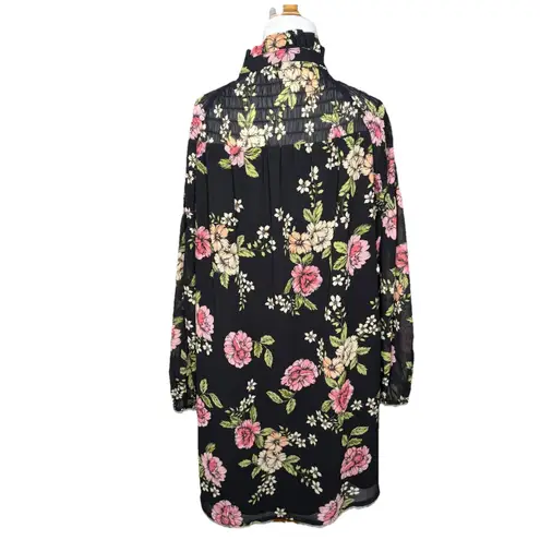 Yumi Kim Anthropologie Yumi Kimi Deep Love Black Astoria Flora tunic mini dress Sz Large