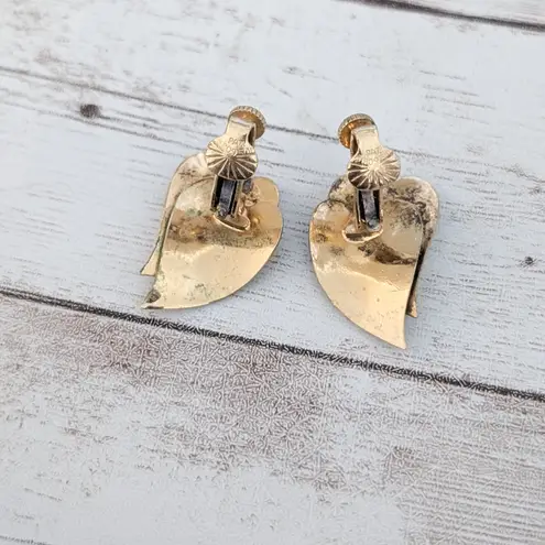 Vintage Clip On Earrings Leaf Duo