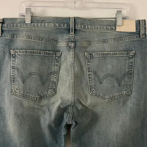 Edwin Elin Crop Straight Leg Light Wash Denim Jeans Stretch High Rise 34 New Blue