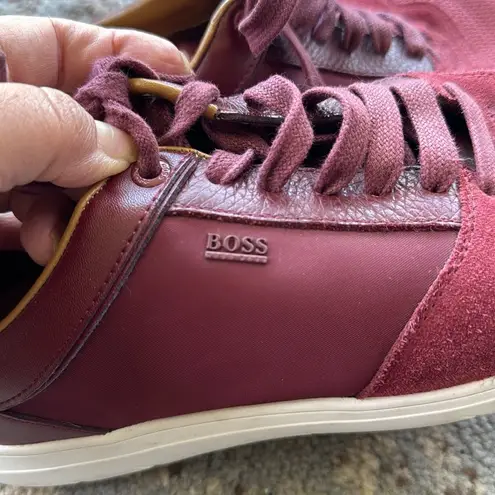Hugo Boss Women’s Cosmo Lace Up Tennis Classic Sneakers Maroon 40