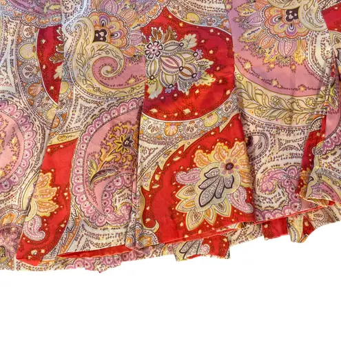 Vision Apparel Women's Silk Skirt Size 14 Paisley Red Pink Lined Y2K Early 2000s