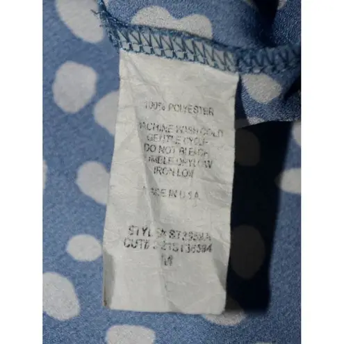 Hailey & Co. Blue & White Spotted Short Sleeve Blouse Top Size M Ruffle Trim