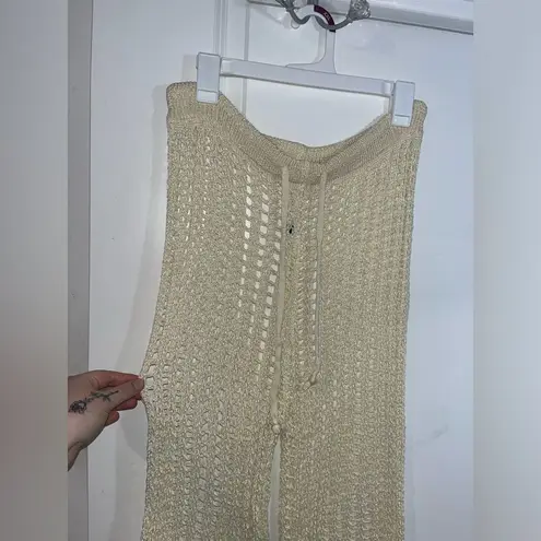 Odiva NWT Crochet Pullover Swimwear Cover Up Pants Size Large in Crème Color