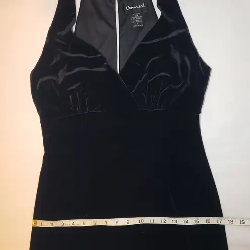 Vintage late 90s / Y2K era Connected black velvet halter dress size 8