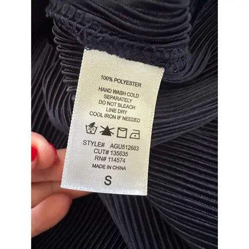 Pleione Ribbed Silk Short Sleeve Tank Top Navy Blue Size S