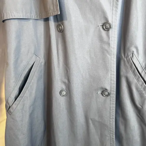 Trench Coat Lightweight Classic Double Breasted Casual Chic Classic Size 6P Blue