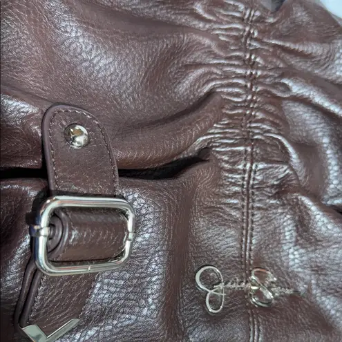Jessica Simpson Brown Pebbled Shoulder Bag JS5132 Slouchy Buckle Hobo Purse