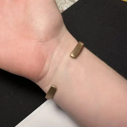 Women’s Rosy Gold Tone Rhinestone Cuff Bangle Bracelet 6 3/4 Inch