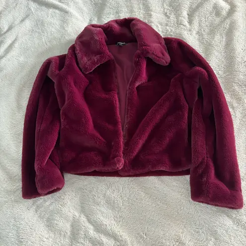 EXPRESS Maroon Fuzzy Jacket - Image 1