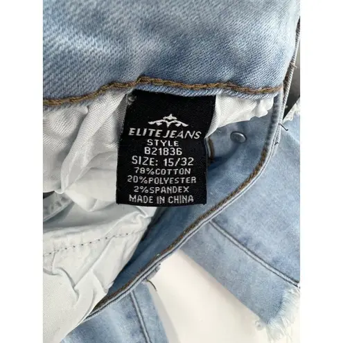 Elite Jeans Brand New Denim Distressed Light Wash Jeans Shorts For Women Size 15