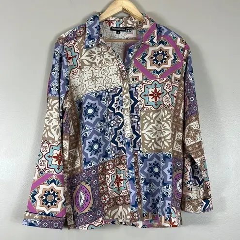 Tolani Zadie Notched Collar Top & Relaxed Fit Pant 2 Piece Pajama Set Pink Size M