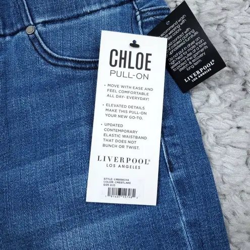 Liverpool Chloe Pull On Stretch Jean Shorts Size 0 25 Blue Rolled