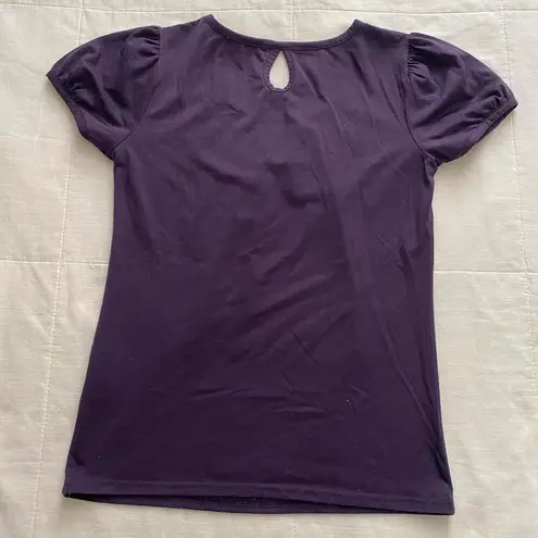 Japanese Brand Purple Puff Sleeve Peasant Top size Medium