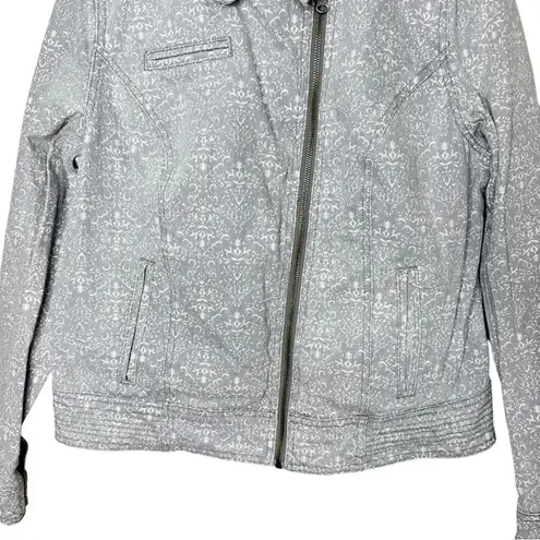Ruff Hewn Womens Long Sleeve Gray White Full Zip Jacket Size M