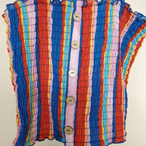 Liberty Love Multi Color Striped Accordion Crop